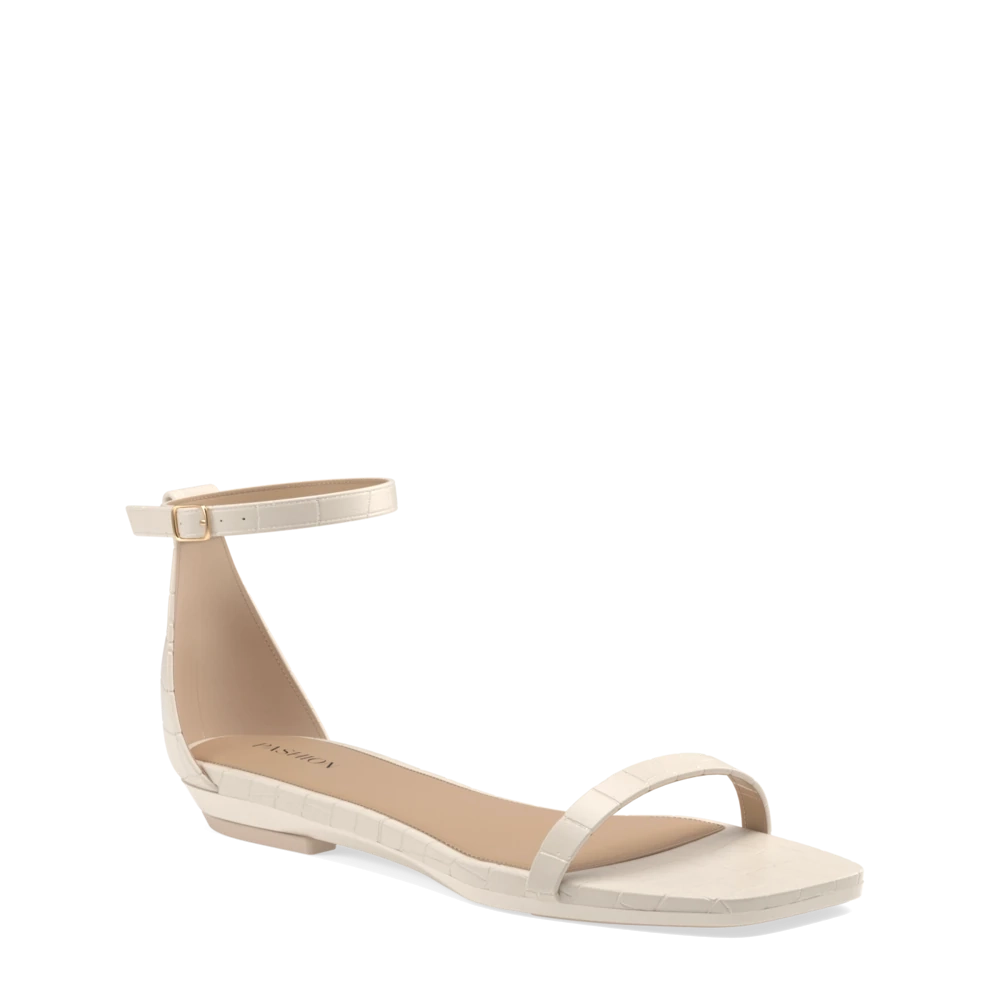 The Gigi - Ivory Crocodile Flat