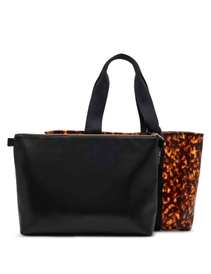 Tortoise Tote with Detachable Center Zip Compartment