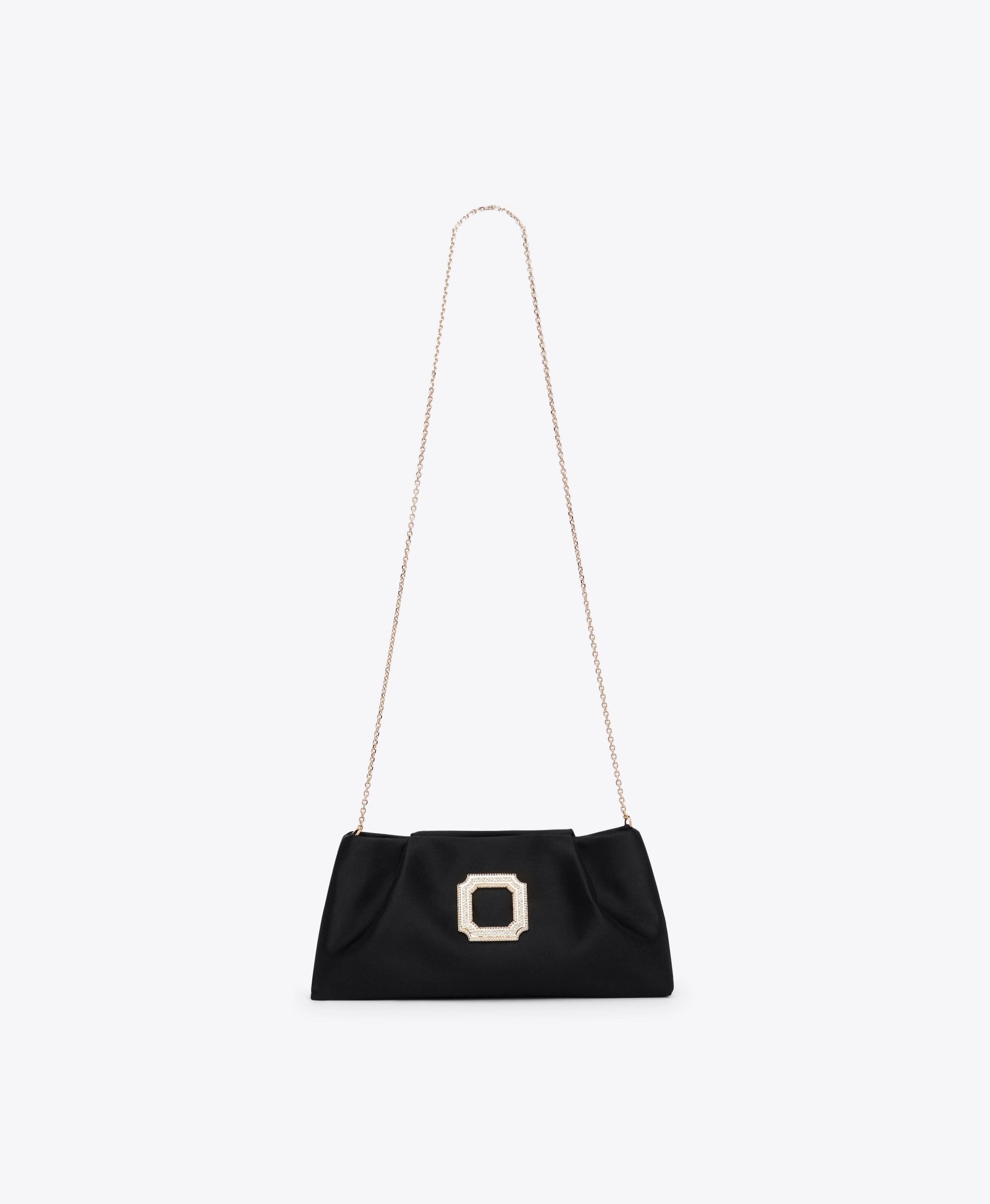 Vittoria Black Satin Clutch Bag