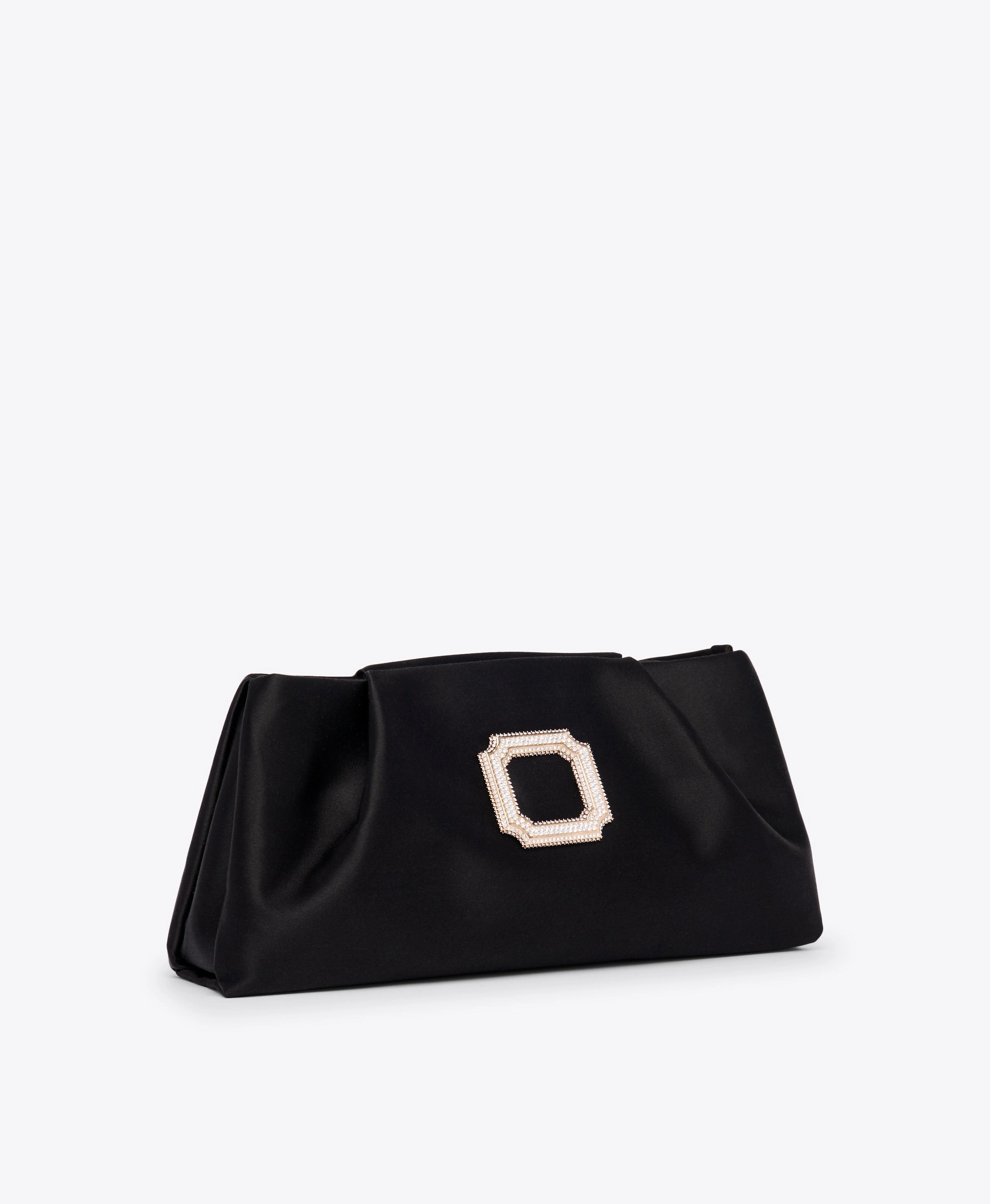 Vittoria Black Satin Clutch Bag