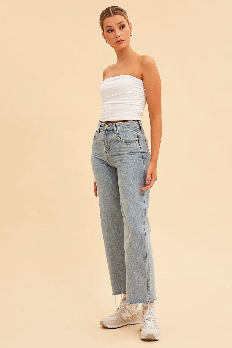 White Essential Ruched Crop Bandeau