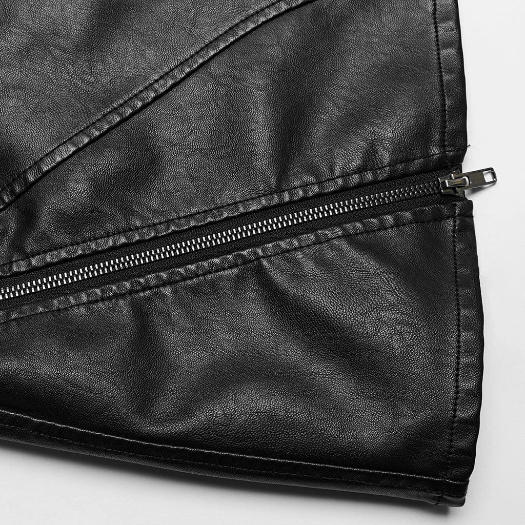Women's Punk Buckle Faux Leather A-line Short Skirt