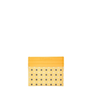 YELLOW LEATHER AND SILK CREDIT CARD HOLDER