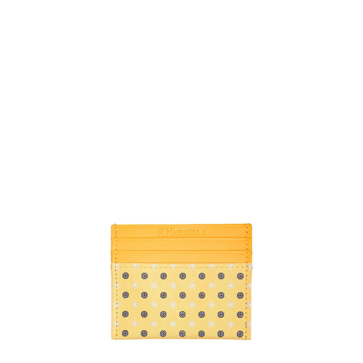 YELLOW LEATHER AND SILK CREDIT CARD HOLDER