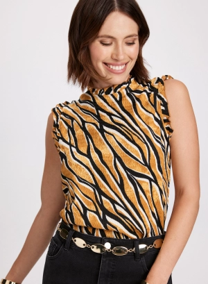 Zebra Print Mock Neck Top